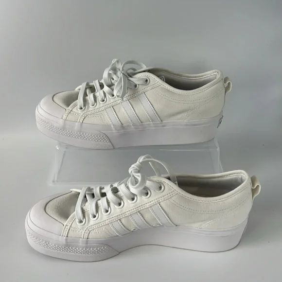 Adidas Nizza Platform Women’s Off White Canvas Sneakers Classic Design - 11 - Picture 3 of 10